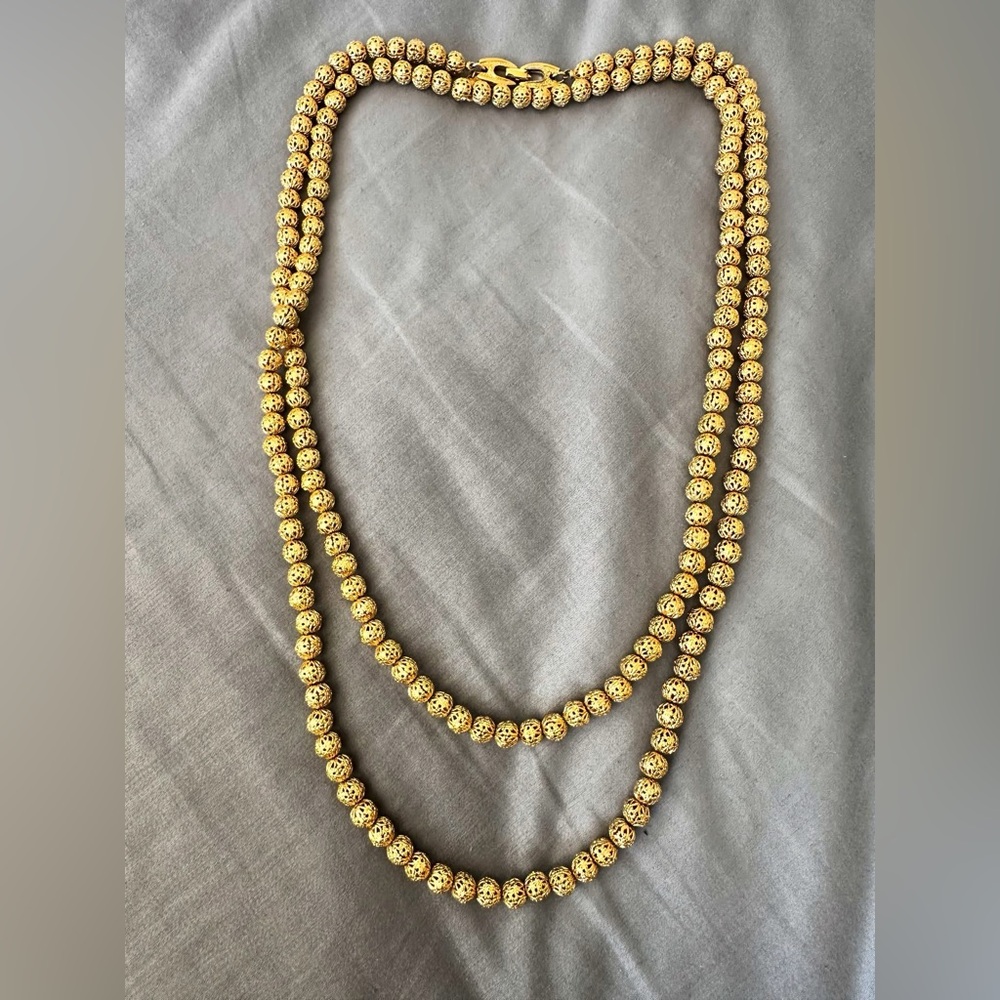 Vintage Mid Century 50s 60’s Vendome Gold Filigree Bead Necklace